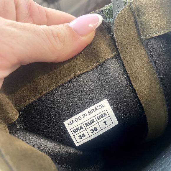 NEW! FARM RIO Knee High Lug Sole Army Green Suede Embroidered Boot - Picture 2 of 6